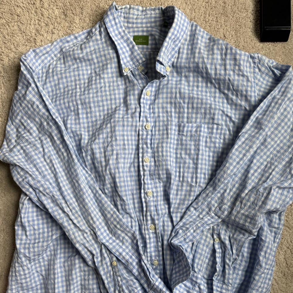 Sid Mashburn Blue and White Checkered Shirt XXL
